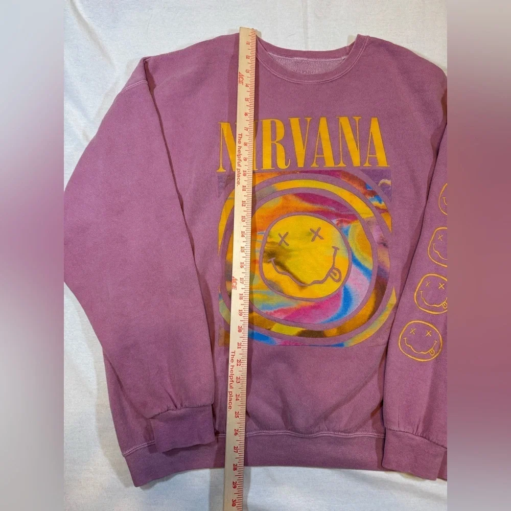 Urban Outfitters Oversized Nirvana Graphic Faded Pink Crewneck Sweatshirt